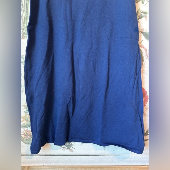 NWT Sail to Sable Textured Fringe Short Sleeve A Line Knee Length Dress Navy M - Picture 4 of 12